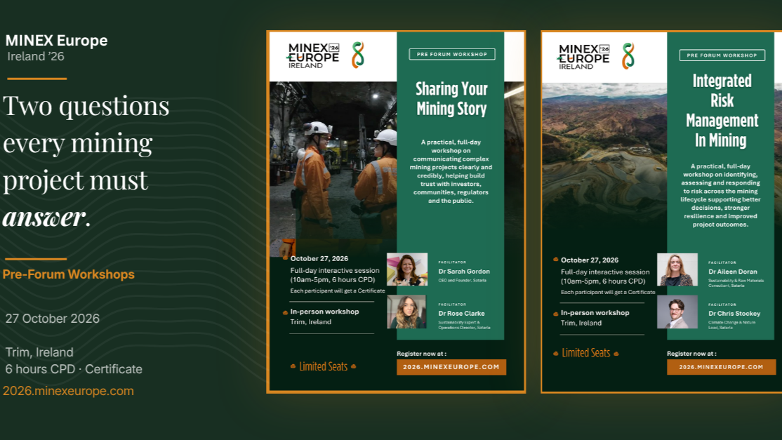 Building Trust in Mining: Workshops at MINEX Europe 2026 to Address Risk Management and Communication Challenges